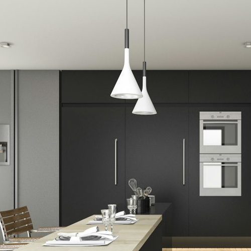 3d rendering black kitchen with wood floor and light